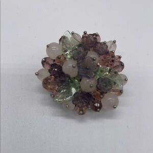 Vibrant Pink and Green Floral Brooch